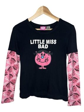 Y2K Vintage Mr Men Little Miss Bad Layered Graphic Long Sleeve Shirt
